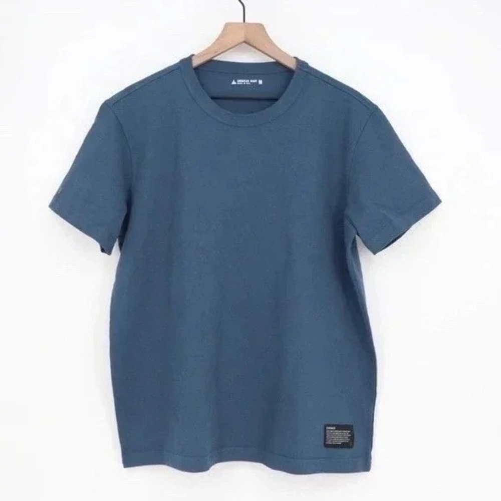 American Giant Everest Tee Shirt Mens XL Blue Ringspun Cotton Jersey Boxy Fit - Picture 2 of 6